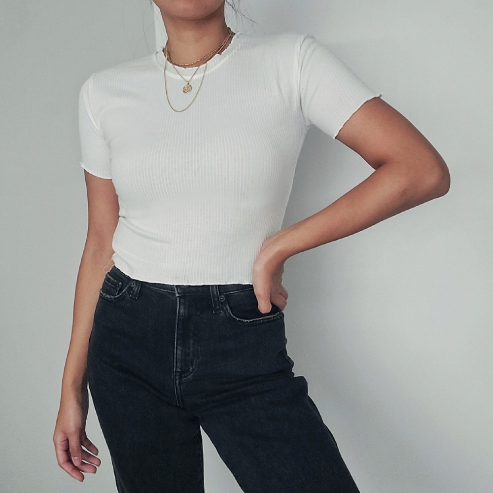 NWOT Basic White Crop Top